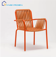 Chaise de jardin en rotin PE empilable et portable, respirante, imperméable, avec structure en aluminium antirouille, pour cuisine, hôtel, restaurant
