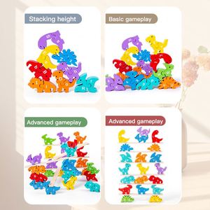 Wooden Blocks Sorting Stacking Balance Montessori Toddlers Boys Girls Kids Dinosaur Toys - Product Image 2