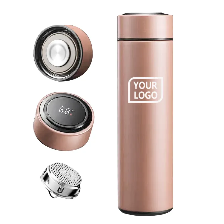 OEM 500ml 17oz stainless steel tea infuser water bottle led temperature display thermos vacuum flasks