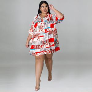 Vêtements de boutique pour femmes en gros, nouvelle collection, <span class=keywords><strong>robe</strong></span> courte ample à imprimé pour femmes grandes tailles - Product Image 5