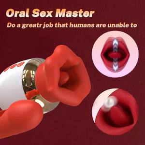 Cucking clitoridien avec vibrateur de langue G-spot gode Rose mamelon masseur lécher battement vibrateur de Roses pour les femmes Sex Toy - Product Image 4