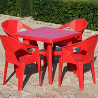 Ensemble table et chaises en plastique robuste et épais pour usage extérieur, résistant à l'eau et au soleil, idéal pour la plage, les barbecues, les marchés nocturnes et les restaurants.