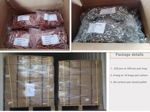 Pinos de Solda em Aço M 3 X 65 MM com Revestimento de Cobre e Zinco, Haste Lisa para Uso em Estaleiros - Product Image 6