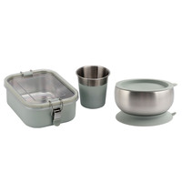 Bol en silicone pour enfants avec ventouse et boîte à lunch en acier inoxydable, ensemble de vaisselle
