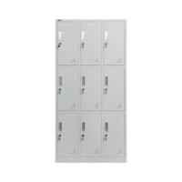 Armoire de rangement métallique à neuf portes en acier réglable et moderne, personnalisable en usine, pour les gymnases et les écoles