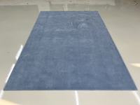 Tapis de salon de haute qualité fait main en laine et soie viscose bleu, design uni