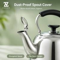 Bouilloire en acier inoxydable Zhenneng 1,5L 2L 3L 4L 5L 6L à ébullition rapide, finition miroir, compatible induction, gaz et cuisinière vitrocéramique, pour thé et eau