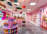 Boutique de confiseries sur mesure Design d'intérieur Magasin de confiseries en bois Mobilier Trendy Colorful Candy Store Display
