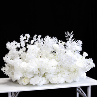 Arrangement floral LFB26037 en fleurs de cerisier et roses blanches pures, rangée de fleurs en soie luxuriantes en forme de demi-lune pour arche de mariage, toile de fond et décoration de table