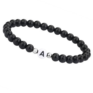 Đối Tác Đá Tự Nhiên Hạt Vòng Đeo Tay Thư 8Mm Onyx Đá <span class=keywords><strong>M</strong></span>àu Đen Khắc Cặp Vợ Chồng Quà Tặng Cho Phụ Nữ Người Đàn Ông - Product Image 5