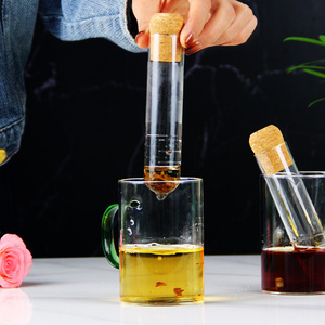 Vetro portatile infusore di tè tubo di vetro con legno tappo per la preparazione del tè creativo tazza da tè per caffè e tè - Product Image 5