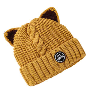 Neue Mode Tiktok Cute <span class=keywords><strong>Cat</strong></span> Ears Strick Toque Winter Beanie Hut für Frauen und Mädchen - Product Image 4