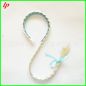 LPP4658 Braided <b>Wig</b> <b>Headband</b> With Feather Bowknot Tassel For Halloween Costume Kids Princess Dress Accessory - Product Image 4