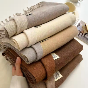 Wholesale the latest double-sided plain <b>brushed</b> scarf custom plain winter warmth women's reversible cashmere scarf - Product Image 1
