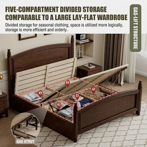 Letto <span class=keywords><strong>matrimoniale</strong></span> moderno in rovere massiccio da 1,8 m con cassetti contenitore e piattaforma per camera da letto padronale - Product Image 5