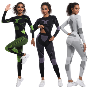 Combinaison de ski sans couture personnalisée, à manches longues, hautement élastique, sculptant le corps, pour le sport, la course à pied, le yoga, pour femmes - Product Image 1