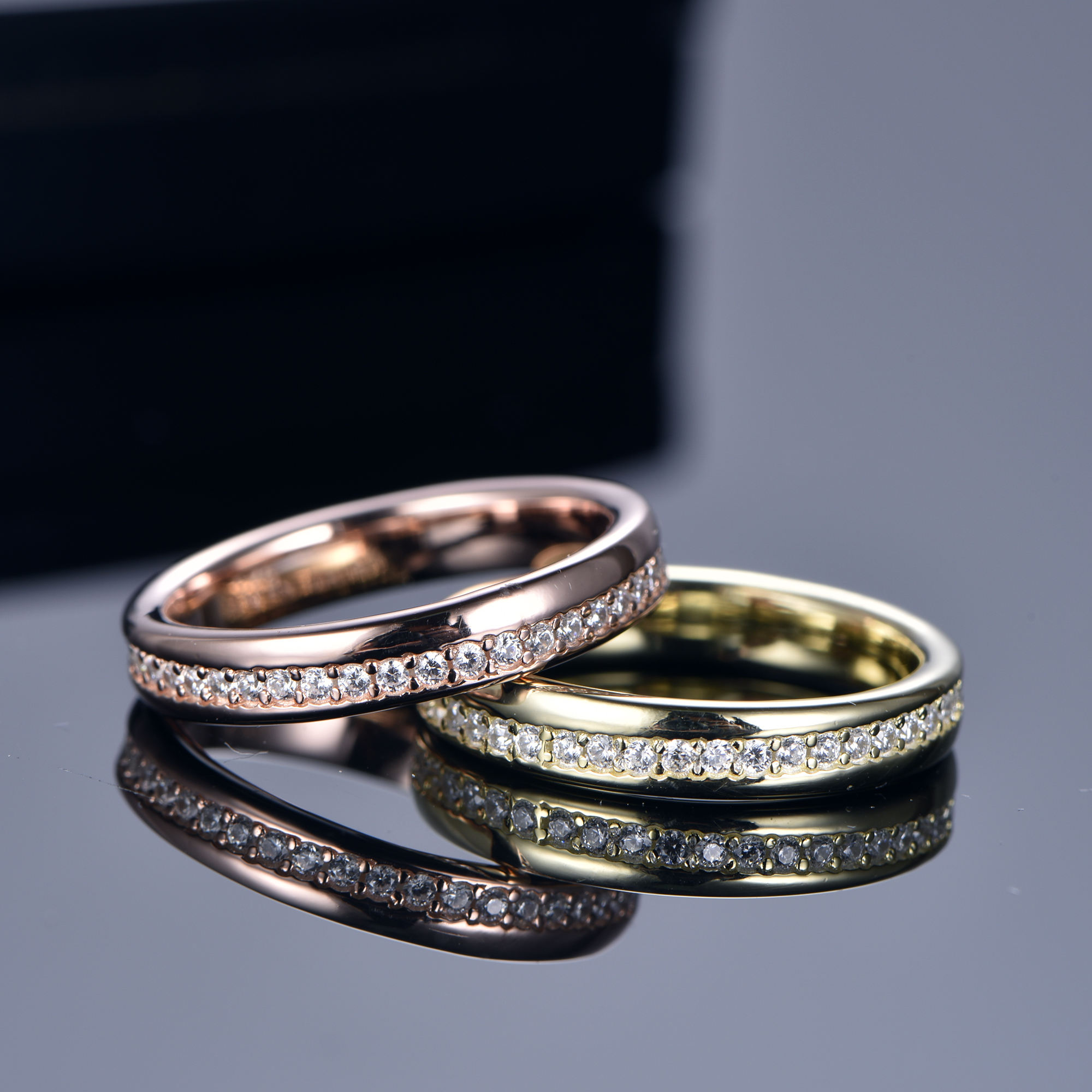 uomo结婚钻戒定制14k镀金戒指女925纯银参与玫瑰金钻石婚礼戒指