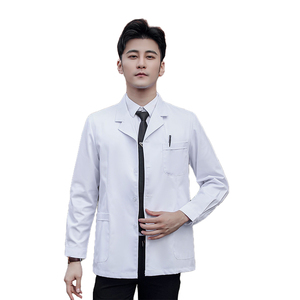 <span class=keywords><strong>Camice</strong></span> bianco a maniche lunghe da uomo tuta dentale orale a <span class=keywords><strong>mezza</strong></span> lunghezza tessuto a maniche corte uniforme estiva per medici - Product Image 6