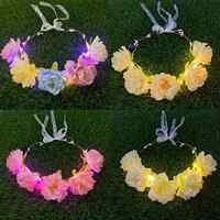2024 nouvelle Rose pivoine fleur LED bandeau fleurs belle couronne lumineuse pour fête événement mariage