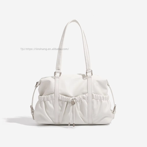 Trendy Pleated Tote Bag for Women Customizable Large Capacity <b>Handbag</b> Shoulder Bag Zipper Fashion Polyester <b>Small</b> Tanjing - Product Image 1