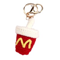 Crochet Frites Burger Café pour Porte-clés Pendentif Petit Cadeau Ornement de Sac Accessoires