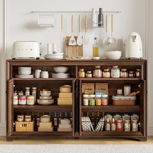 Buffet moderne SENYU en panneaux de particules, fait main, hauteur réglable, 3 compartiments, style antique, pour salle à manger, salon, meubles de maison - Product Image 5