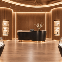 Comptoir de présentation de bijoux élégant et luxueux en bois MDF et contreplaqué, étagères de présentation, design d'intérieur pour bijouterie fine