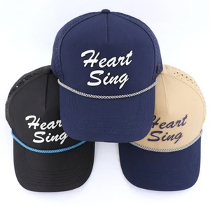 Casquette de golf et de baseball sportive en velours côtelé, personnalisée par le fabricant, avec logo 3D en caoutchouc découpé au laser, perforée, imperméable, à 6 panneaux et boucle métallique - Product Image 6