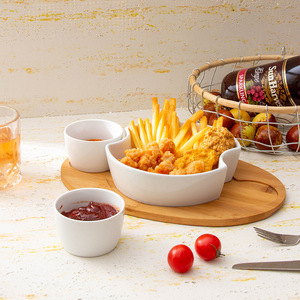 ชุดจานเซรามิกสีขาวทรงรีสำหรับของหวาน ยี่ห้อซันฮ่า เหมาะสำหรับงานเลี้ยง โรงแรม ถาดเสิร์ฟกาแฟ ชา รุ่น PP081B-12 - Product Image 2