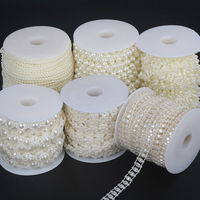 Chaîne de perles en plastique en forme de fleur, garnitures de perles pour robe de mariée, applique pour sac, accessoire de couture DIY, bijoux