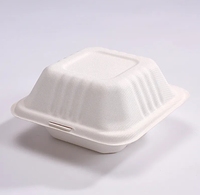 Fiambrera desechable biodegradable ecológica, contenedor de hamburguesa con virutas de bisagra, bolsa para llevar de pulpa de papel de bagazo