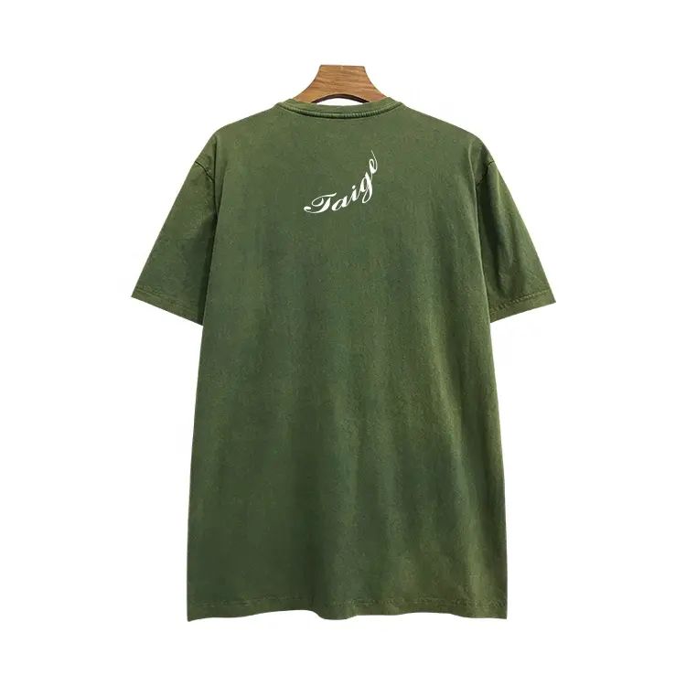 Großhandel 100% Baumwolle Digitaldruck benutzerdefinierte Etiketten Rundhalsausschnitt reguläre Art Säure-Washing-T-Shirts für Männer