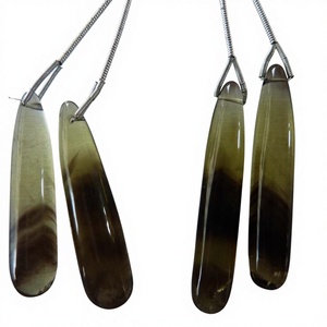 High Quality Natural Lemon <b>Quartz</b> Stone Oval Beads BIO Color Long Drop DIY Earring <b>Necklace</b> Jewelry Making Certified Plain Pair - Product Image 1