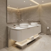 Mueble de Baño Australiano Personalizado para Montar en la Pared, con Cajones de Madera Contrachapada Blanca Mate y Compartimentos de Almacenamiento para Proyectos Hoteleros