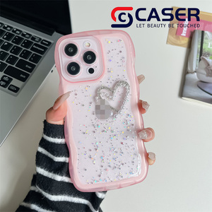 आईफ़ोन के लिए स्टाइल ग्लिटर वेव फ्रेम फोन केस 16 15 14 15 14 14 रचनात्मक पारदर्शी शॉकप्रूफ कवर - Product Image 4