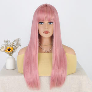 Perruque Synthétique Naturel Respirant Haute Température Soie Fibre Synthétique Couvre-chef pour Femmes avec Longue Frange Droite - Product Image 6