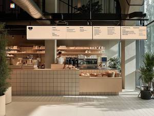 Mostrador de Café de Madera a Medida, Mueble de Exhibición Personalizado para Diseño de Interiores de Cafetería - Product Image 3