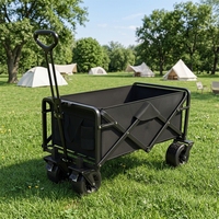Chariot de camping pliable mini, chariot de pique-nique et de courses, chariot à roulettes pivotantes en métal durable et résistant à la rouille