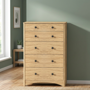 Modèle 14_0042 Commode à 5 tiroirs en chêne moderne de haute qualité, armoire de rangement en bois pour chambre à coucher, salon, maison, usage extérieur - Product Image 2