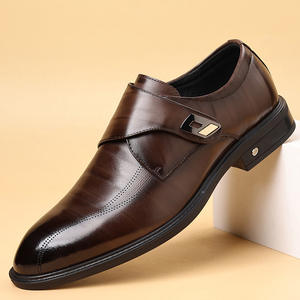 Primera capa de piel de vaca de cuero genuino de los hombres Slip-On puntiagudos zapatos formales de verano <span class=keywords><strong>s</strong></span>ólido de moda Oficina carrera de cuero de impresión - Product Image 1