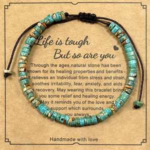 Bracelet en pierre naturelle avec perles de verre colorées, protection EMF, compatible FBA pour les grossistes, inspection par un tiers - Product Image 2
