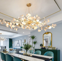 Lustre en céramique moderne à feuilles de ginkgo longues, personnalisé, pour hôtel, villa, décoration d'escalier, APCITL