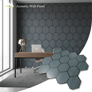 Panneaux muraux insonorisés décoratifs, insonorisés, ignifuges, réduction du bruit, panneaux hexagonaux en fibre <span class=keywords><strong>de</strong></span> <span class=keywords><strong>bois</strong></span> <span class=keywords><strong>de</strong></span> densité moyenne/<span class=keywords><strong>laine</strong></span> <span class=keywords><strong>de</strong></span> <span class=keywords><strong>bois</strong></span>/mousse - Product Image 3