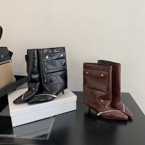 Bottines d'hiver à bout carré style western, personnalisées, grandes bottes fines à enfiler, à talon très haut pour femme - Product Image 1