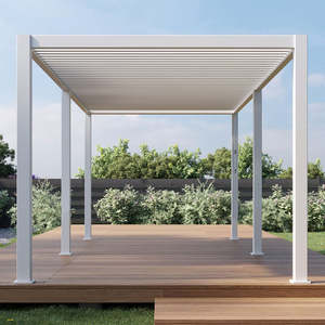 Pergola à lames orientables en aluminium, abri de terrasse motorisé avec réglage de 0 à 180° °   Lames inclinables, protection contre toutes les intempéries - Product Image 5