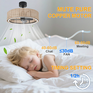 24inch <b>Ceiling</b> Fan with <b>Light</b> 30W Dimmable 3000K-6500K Pure Copper Motor <b>Remote</b> APP <b>Control</b> for Bedroom farmhouse - Product Image 4