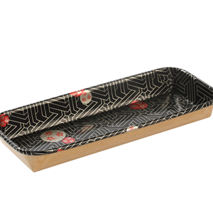Bandeja de Papel Kraft para <span class=keywords><strong>Sushi</strong></span> SM7-1102 <span class=keywords><strong>Sakura</strong></span> y Marrón, Impresa a Medida, Precio Económico, Venta al por Mayor de Fábrica, con Tapa de PET para Comida Rápida - Product Image 1