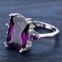 Bagues en alliage plaqué argent ZhuQian avec zircon violet mystérieux incrusté, pour femmes, délicates, pour fêtes, mariages, romantiques, vente en gros