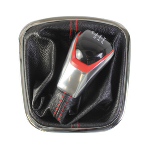 Pomo de palanca de cambios de cuero rojo de 5 y 6 velocidades para Volkswagen Polo 6C6R, pomo de cambio ergonómico - Product Image 1