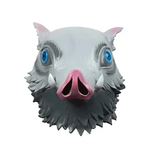 Demon Slayer Anime Cospaly Inosuke Hashibira Masquerade Wild Boar Pig Head Latex Masks Halloween Carnival Party Prop Latex mask